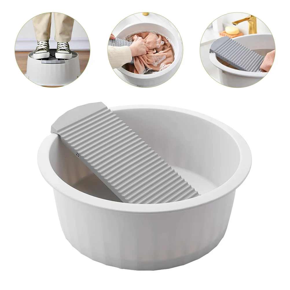 

Nuobesty Accessories Washboard Basin Washing Clothes Hand Wash Board Plastic Non Washtub Integrated Washboard Laundry Grey