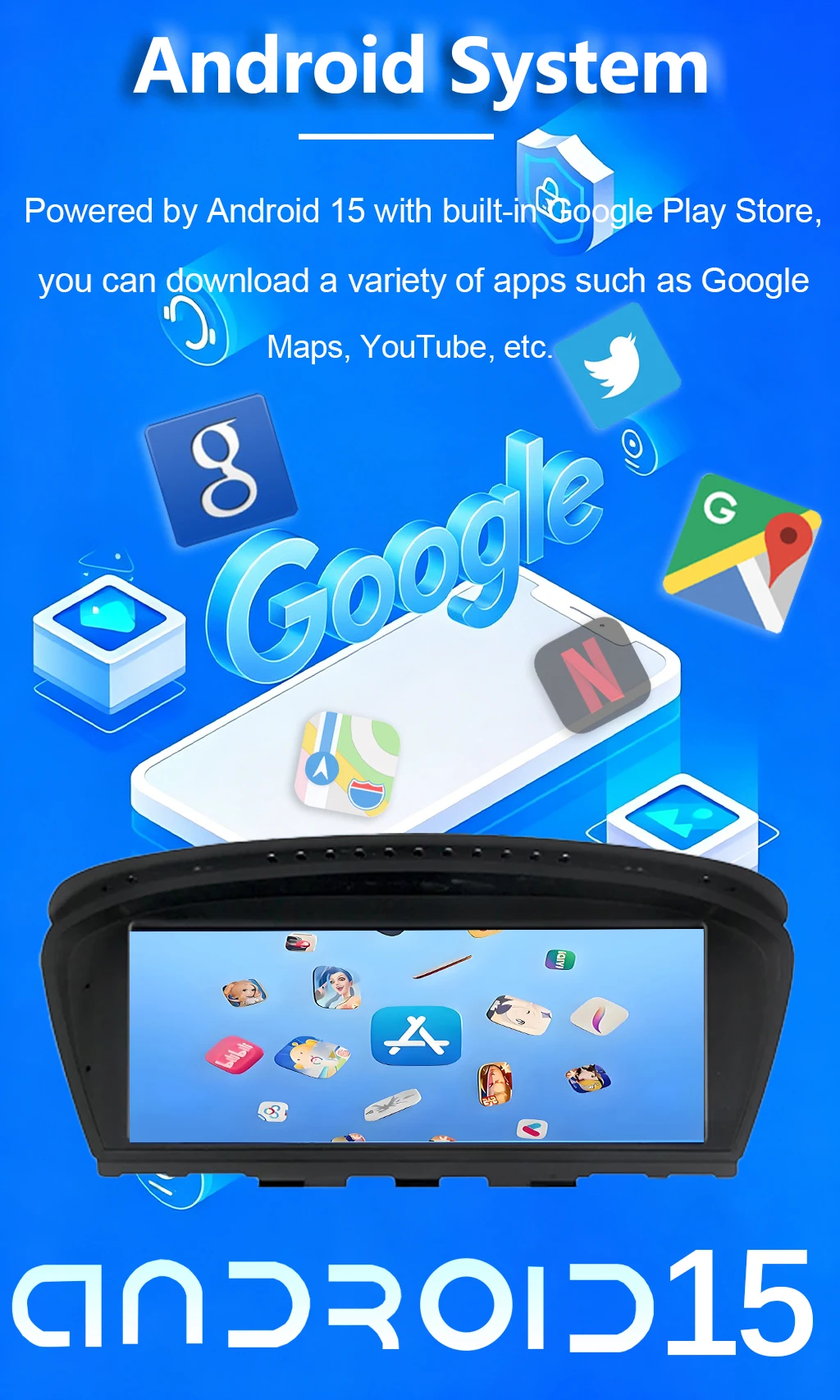 Pantalla Android 15 con Carplay y Android Auto para BMW Serie 3 y 5 E60 E61 E63 E90 E91 E92 2004-2010, Sistema CCC CIC, Reproductor Multimedia para Auto, Radio, 8.8 Pulgadas, 4G, BT, Chip Qualcomm Snapdragon 665, DSP 4