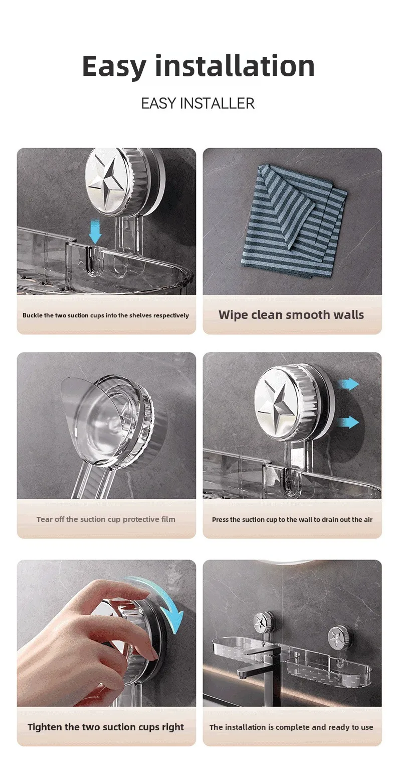 Five-pointed Star Suction Cup Faucet Countertop Sink Mirror-front Bathroom Wall-mounted Drip-drying Rack Without Drilling Holes