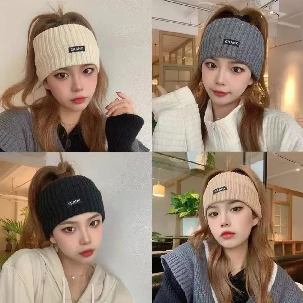

Women Headband Knitted Acrylic Hairband Girls Makeup Elastic Hair Bands Hair Accessories Solid Color Wide Cotton Turban