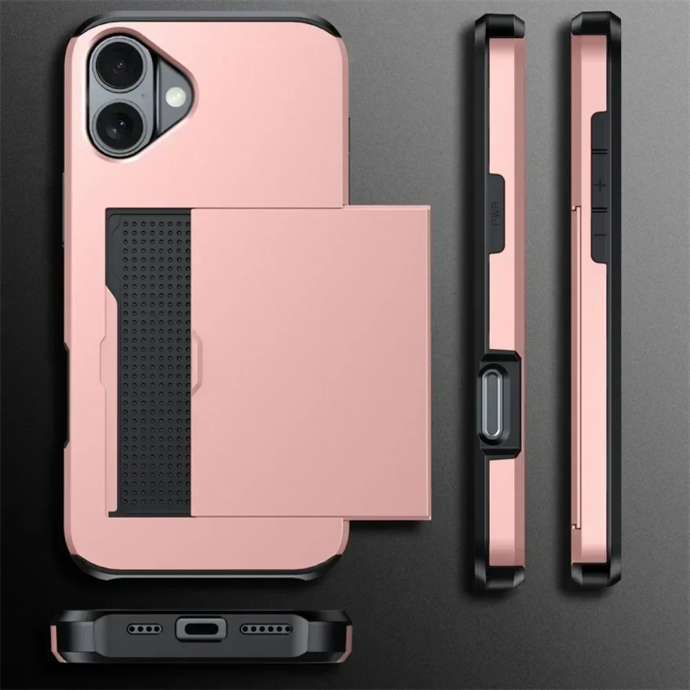 Sleek Wallet Phone Case with Credit Card Holder and Sliding Pocket - Protective Cover