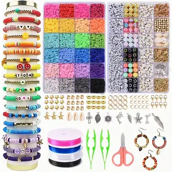 14400/4200/2400pcs Assorted Polymer Clay Beads Kit for DIY Jewelry Making - Handmade Craft for Bracelet, Necklace, Earrings 1