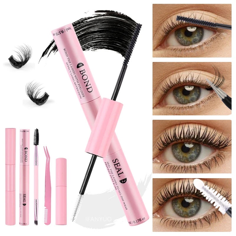Description Picture 5 of item2-in-1 Adhesive and Sealing Eyelash Glue Suitable for DIY Group Eyelashes Eyelash Glue Remover Eyelash Curler Brush Kit Makeup