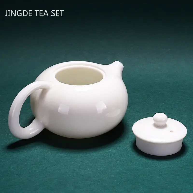 Chinese Dehua White Porcelain Teapot Household Kettle Handmade Ceramics Tea Set Tie Guanyin Puer Tea Maker Tea Ceremony Supplies