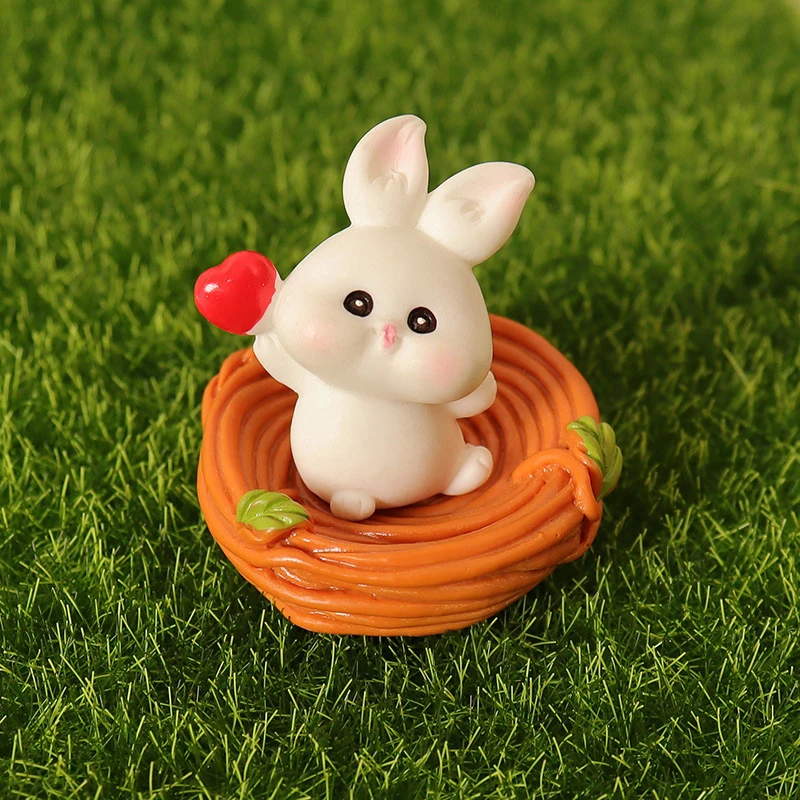 

1:12 Dollhouse Cartoon Rabbit Basket Model Dollhouse Garden Decoration Dolls House Pet Set Accessories Pretend Play Toys