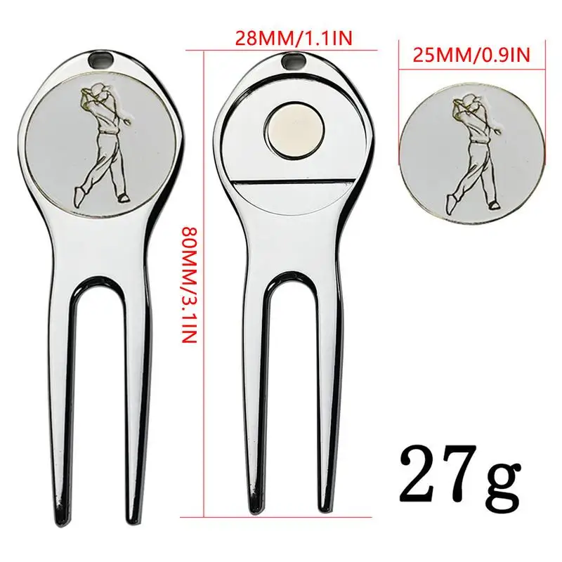 1Pc Golf Divot Repair Tool Zinc Alloy Magnetic Detachable Golf Green Fork Pitch Groove Cleaner Golf Marker Golfs Accessories 6