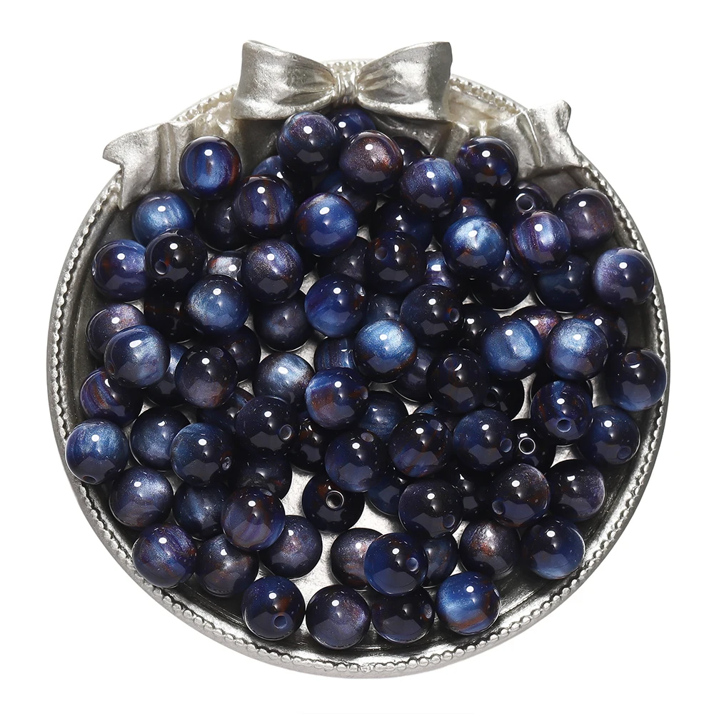 Glitter Cat Eye Resin Beads - Round Loose Beads