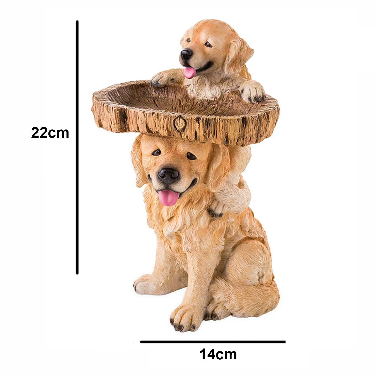 Dog Statue Figurine Feeding Station Resin Feeder Garden Bird Bath Bowl for Park Housewarming Backyard Porch Attracting Birds