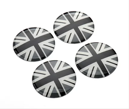 

52mm Min Cooper Gray Union Jack Auto Wheel Center Hub Cap Badge Emblem Decal Sticker Car Accessories x4