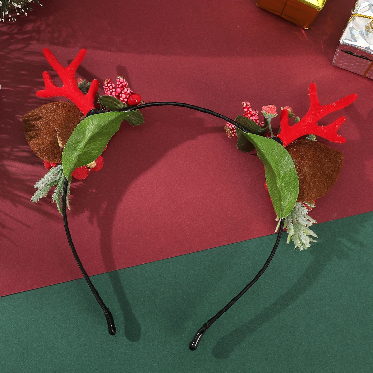Christmas Flower Antlers Head Hoops Headband Ladies Fashion Festival Hair Band Bezel Hairbands Girls Gift Hair Accessories