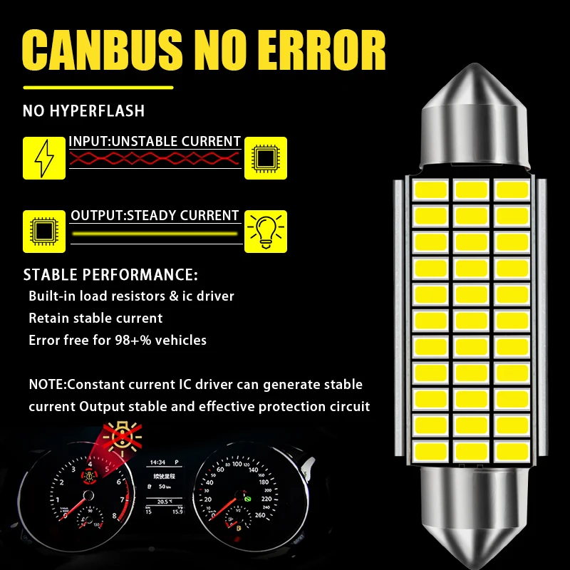 1x C5W LED Canbus festone 31/36/39/42mm per lampadina per auto lampada da lettura interna lampada targa errore bianco gratuito