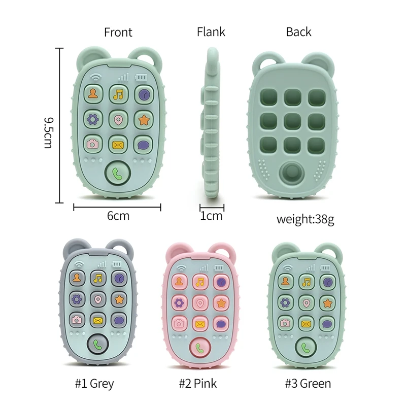 Baby BPA Free Silicone Teether Toys Bear Mobile Phone Remote Control Shape Teether Kids Sensory Soothing Toys for Babies Gifts 6