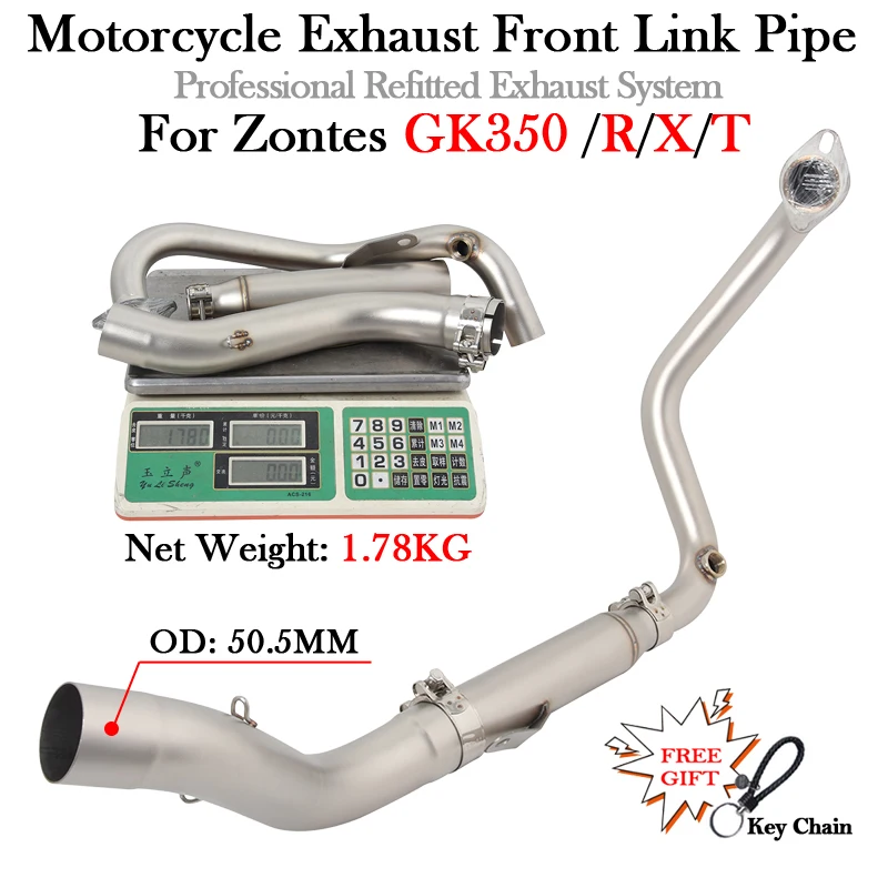 Slip-On For Zontes GK350 GK 350 R X T Motorcycle Exhaust Modify Full System Bike Muffler Escape Moto 51MM Front Middle Link Pipe