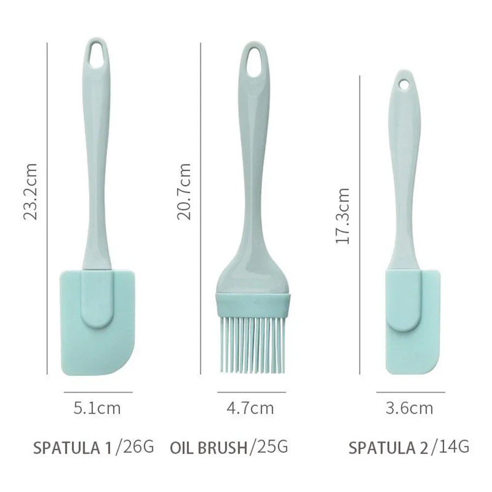 3Pcs Cake Silicone Spatula Set Heat Resistant Rubber Spatulas Mixer Non-Stick Double Sided Cream Scraper Oil Brush Kitchen Tools