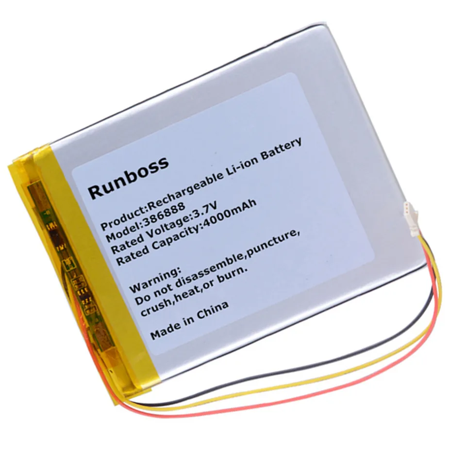 インクス様 386888 406080 3.7V 4000mAh 3 ワイヤーポリマーバッテリーオニキス