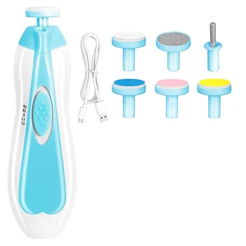 AINY-Electric Baby Nail Trimmer 6 In 1 Rechargeable Clipper Manicure Set Grooming Kit For Kids