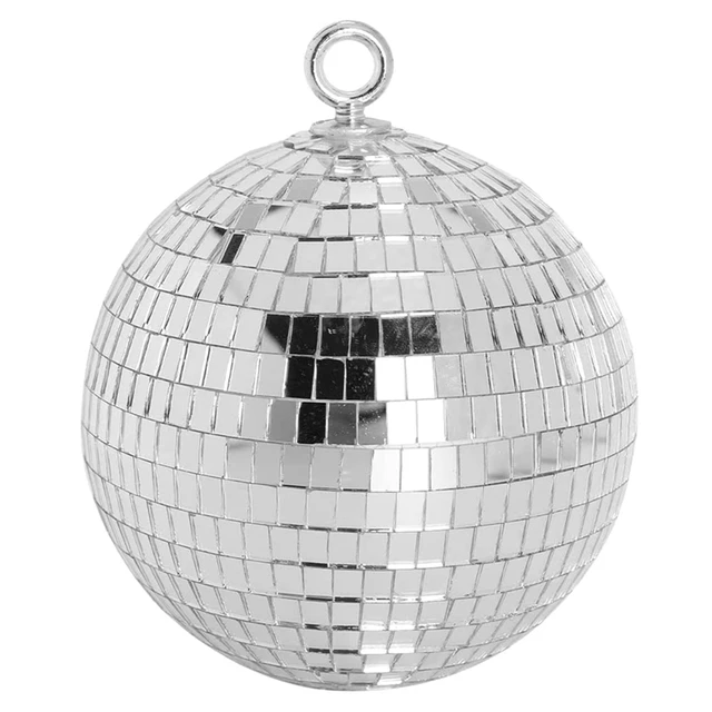 2 Pack 12 Inches Disco Light Mirror Ball Stylish Mirror Ball Mirror Disco  Ball Silver Hanging Reflective Lighting Mirror Balls Revolving Strobe Light