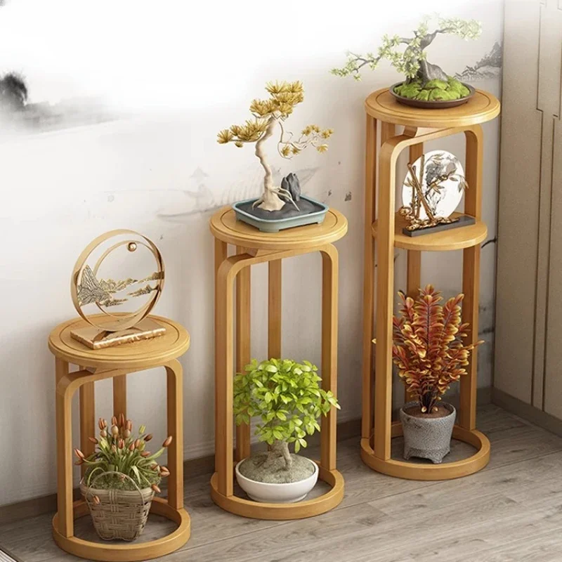 Chinese-style Flower Stand Bamboo Plant Shelf Vintage Floor Ornaments Indoor Room Bonsai Traditional Plant Classic Bamboo Rack