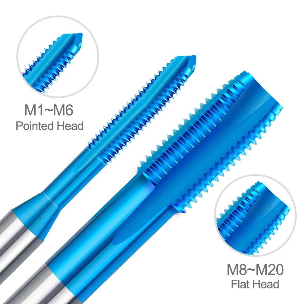 Hampton M2-M18 HSS Thread Tap Drill Nano Blue Coated Machine Plug Tap Straight Flute Thread Screw Hand Tools Screw Tap Hand Tap Tool Hand Tap Drill