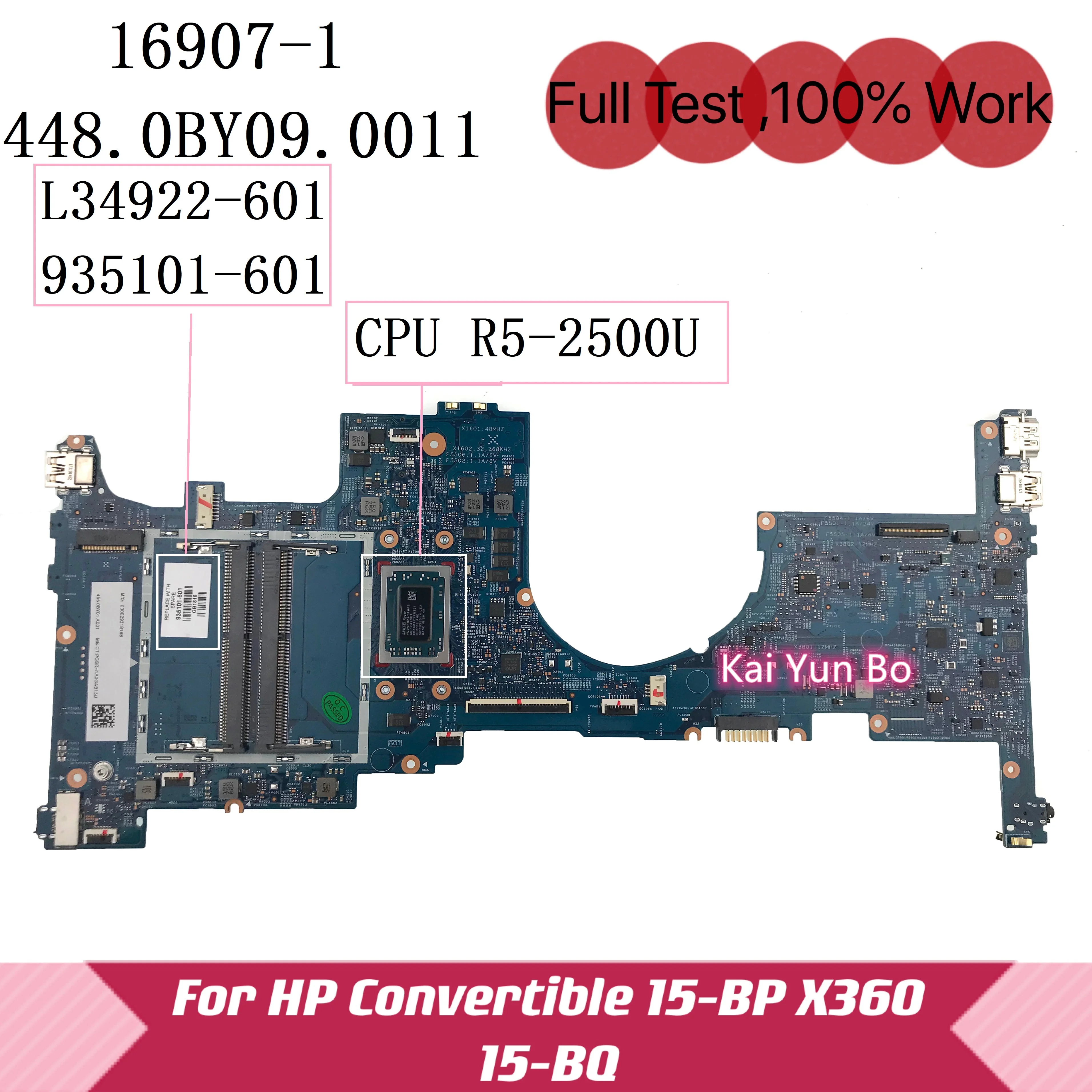 

Mainboard L34922-601 935101-601 For HP Envy X360 15-BQ 15-BP 15M-BQ121DX Laptop Motherboard 935101-501 16907-1 448.0BY10.0011