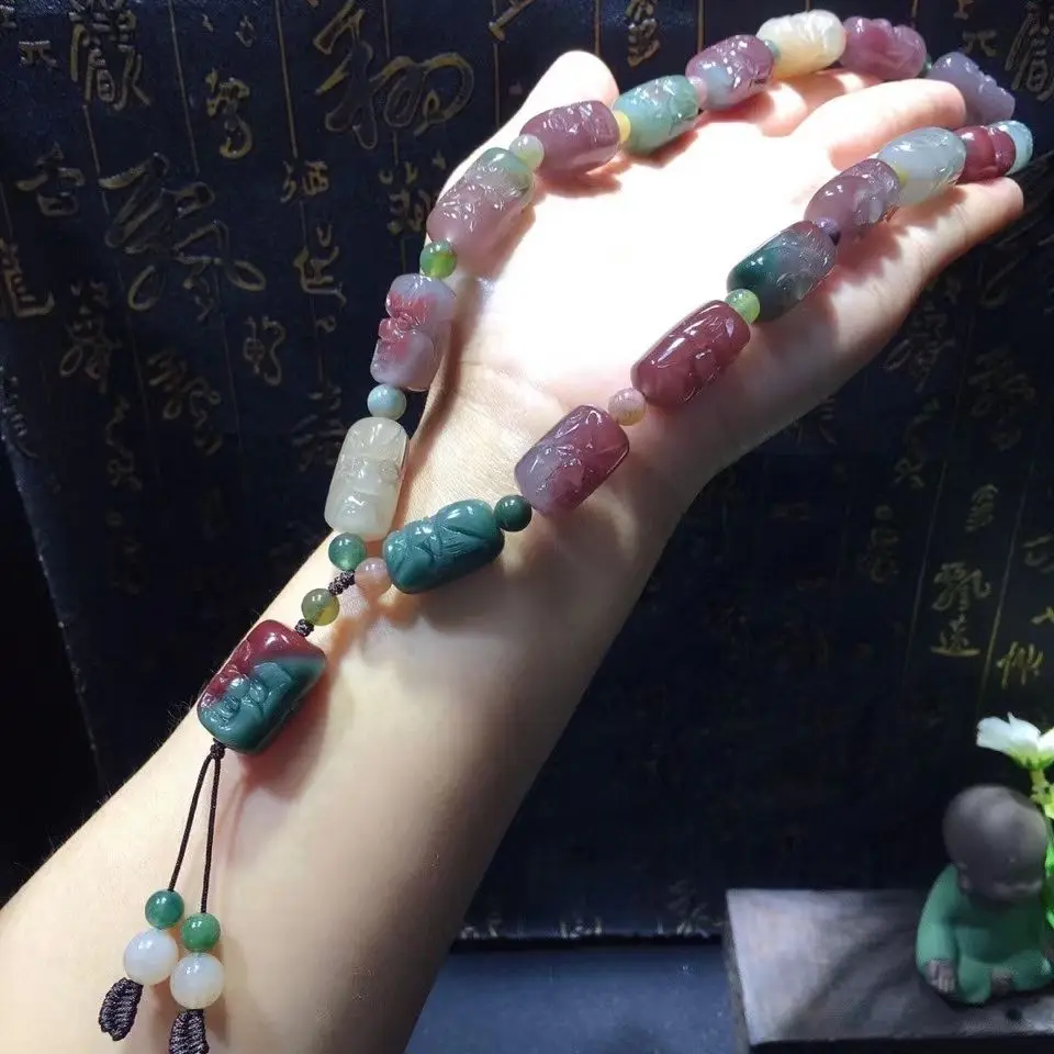 New Style Fine Natural Salt Source Agate Necklace Bracelet Rare Jewelry 18 Beads Bangle Accessories