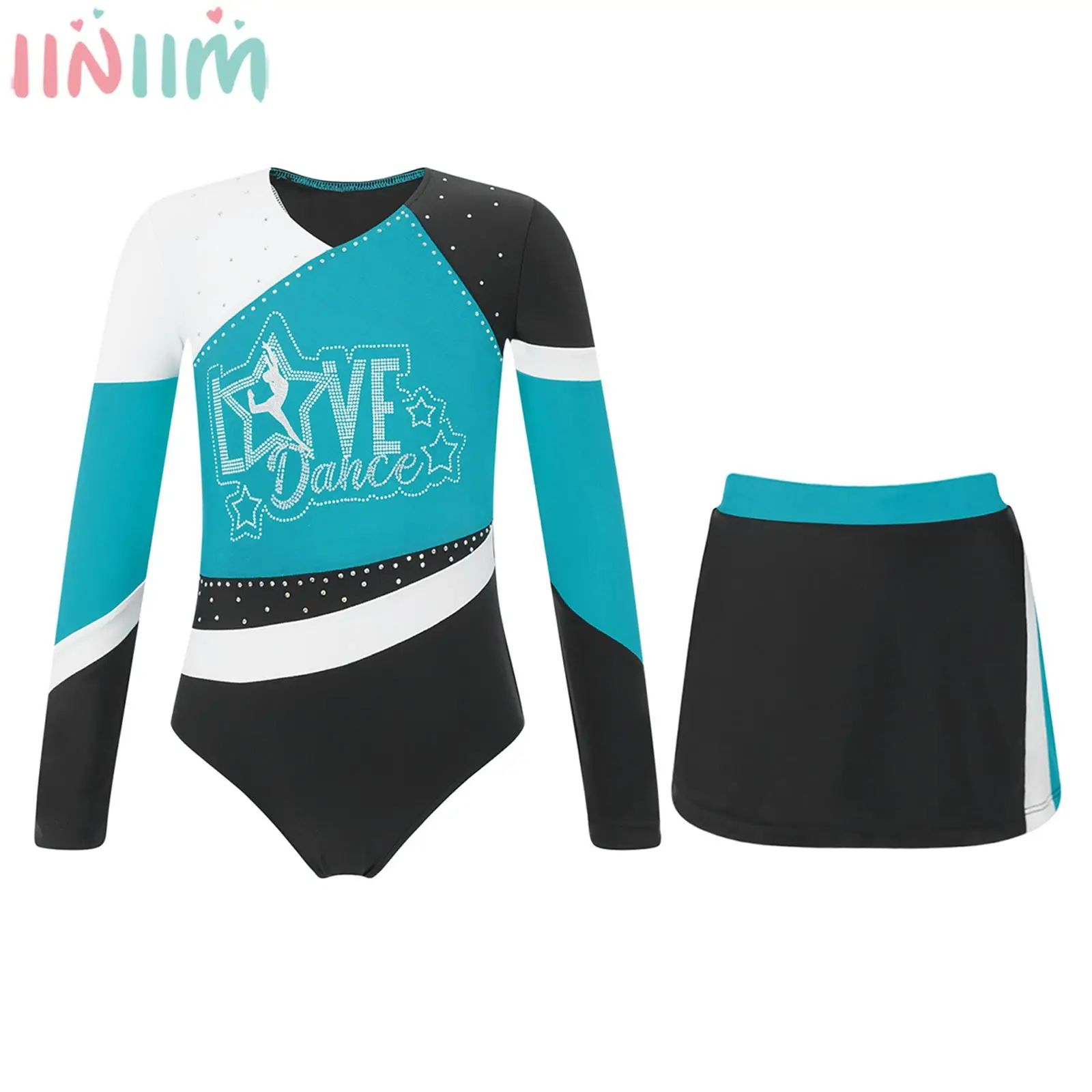 

Kids Girls Ballet Dance Rhythmic Gymnastic Leotards with Skirt Figure Skating Stage Performance Costume Ballerina Dancewear