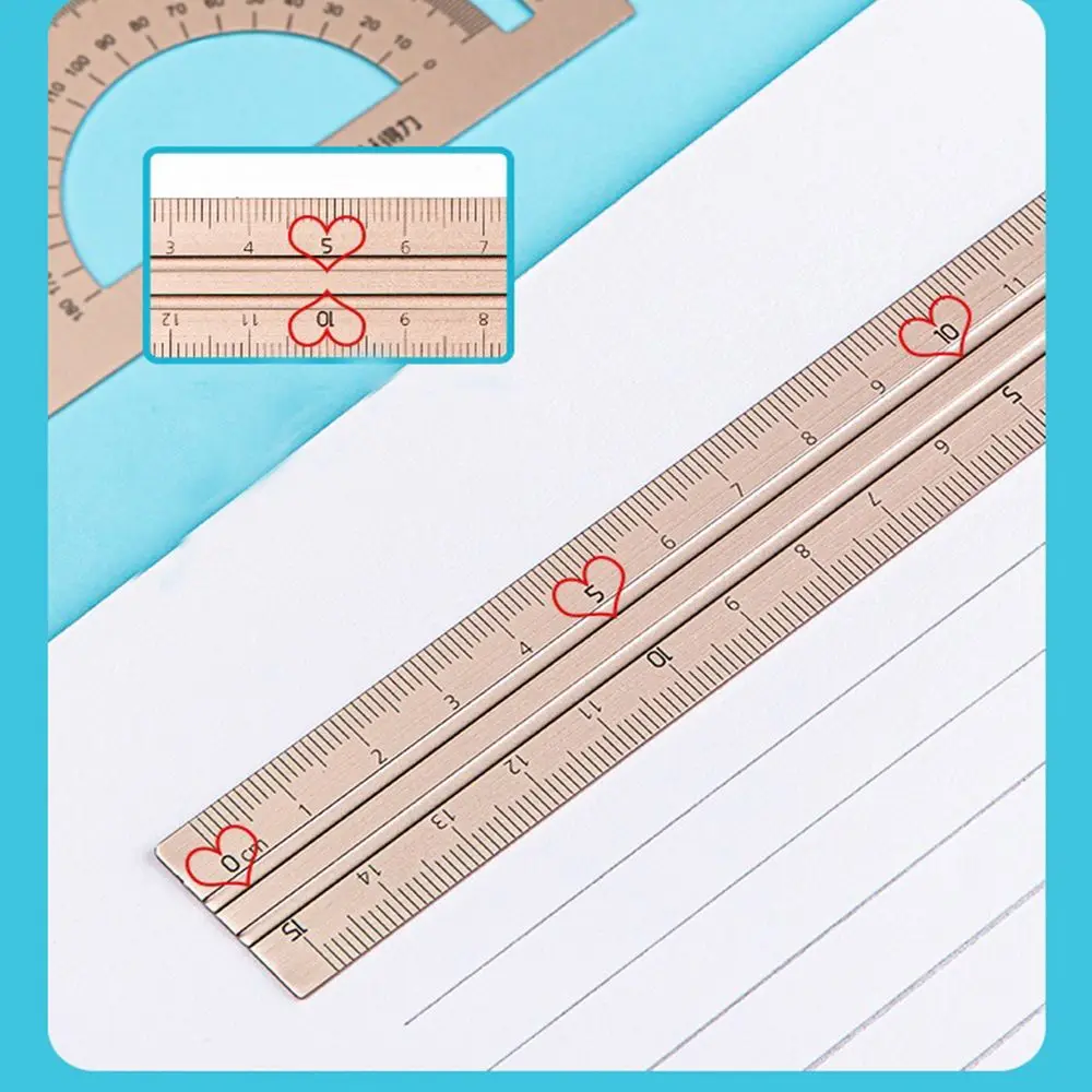 Portable Maths Students Drawing Geometry Straightedge Examination Stationery Aluminium Ruler Set School Supplies Metal Rulers