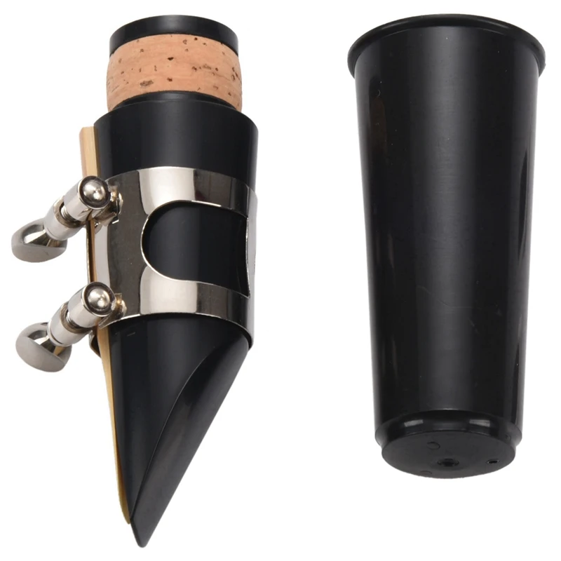 ABJV 2X Black Plastic B Flat Clarinet Mouthpiece & Cap Clamp Woodwind Instruments