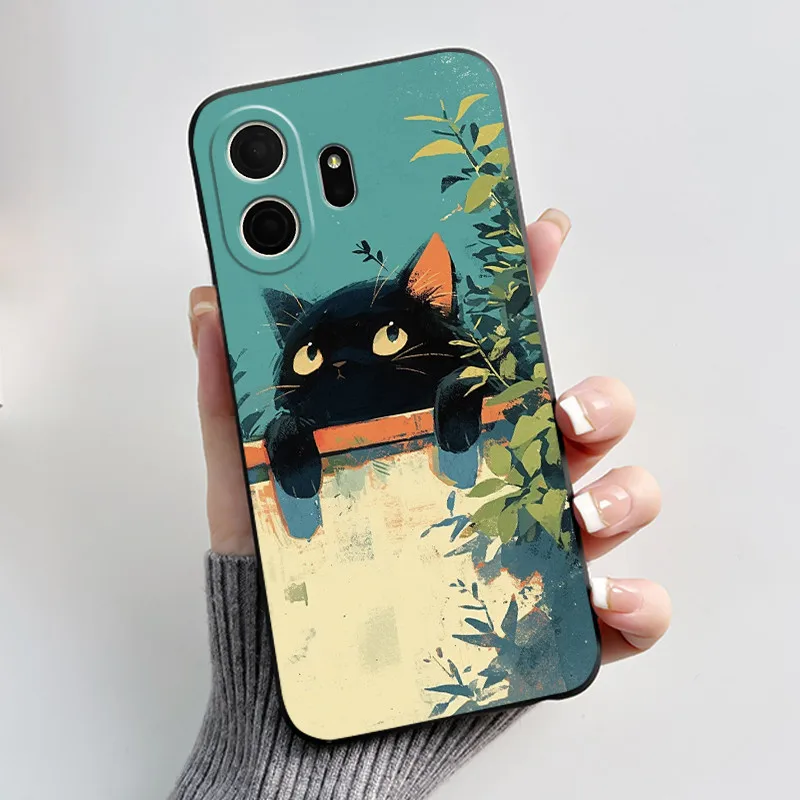 Aesthetic Cute Cat Cartoon Shockproof Silicone TPU Back Cover