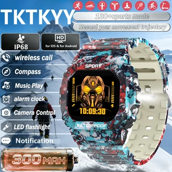 Smartwatch TKTKYY con oltre 130 modalità sportive, impermeabile, chiamate BT, bussola, controllo musica, fotocamera, torcia LED per iOS e Android