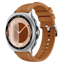 Premium Silicone & Leather Strap for Samsung Galaxy Watch - Comfortable and Stylish Wristband (Light Brown)