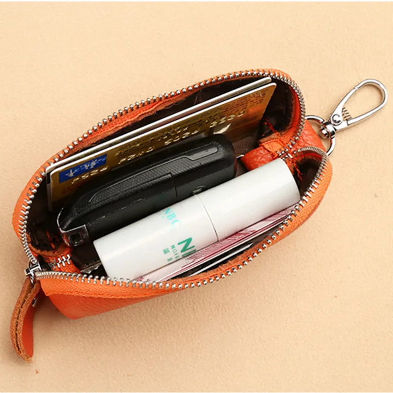 Men's real Leather Key Wallet Waist Hanging Key Purse peanut Housekeeper Covers Zipper Pouch Keychain Organizer Car Key Holder