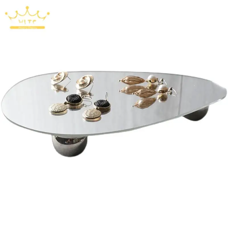 Irregular Acrylic Mirror Jewelry Organizer Tray Earrings Necklace Display Prop Small Ornaments Holder Lipstick Rings Storage Mat