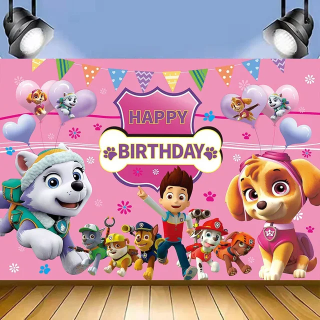 Paw Patrol – décorations de fête à thème Skye rose, ensemble de vaisselle, assiettes, gobelets, serviettes, fournitures de fête pour enfants, jouets cadeaux 5
