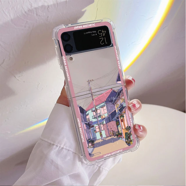 Japanese Anime Painted House Scenery Luxury Case For Samsung Galaxy Z Flip  3 4 5G Funda