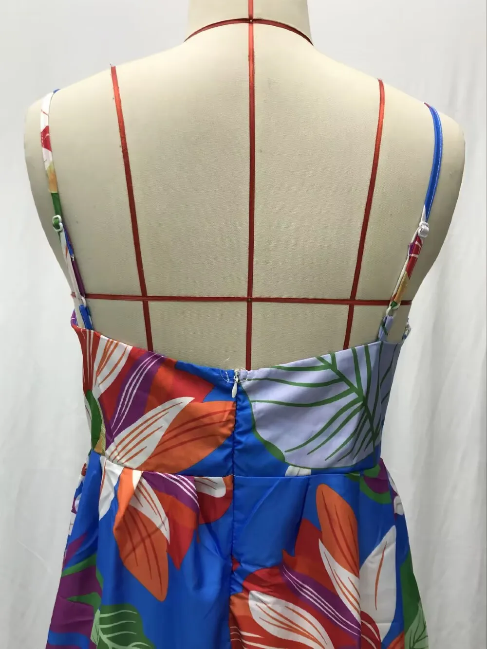 Color Flower Print Spaghetti Strap Evening Dresses Women Temperament Sexy V-neck Backless Beach Vacation Party Long Dress Female