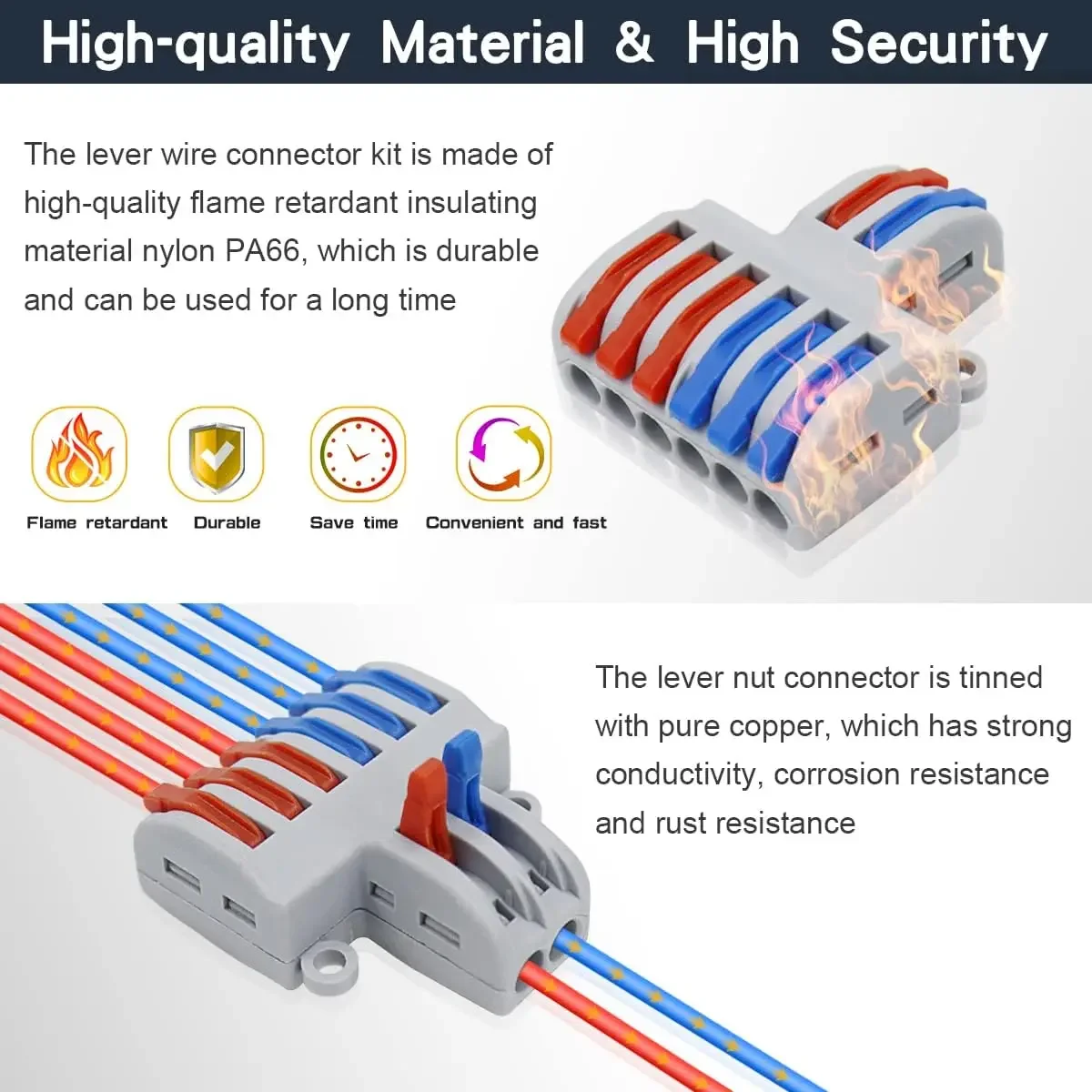 Mini Fast Wiring Cable Connectors 1/2/3/4/5 Way SPL Universal Compact Splitter Electrical Conductors Push-in Home Terminal Block ethernet cable connector network cable connector electrical terminal connector