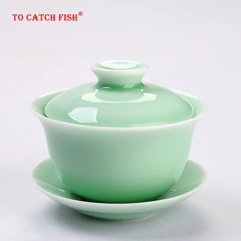 Chinese Celadon gai wan tea set Bone China Tea cup Dehua gaiwan tea porcelain teacup set for High-quality creative kettle