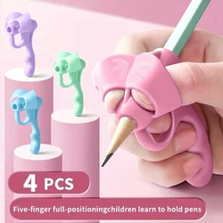 4-Piece Soft Rubber Writing Posture Correction Grip Set (Mixed color)