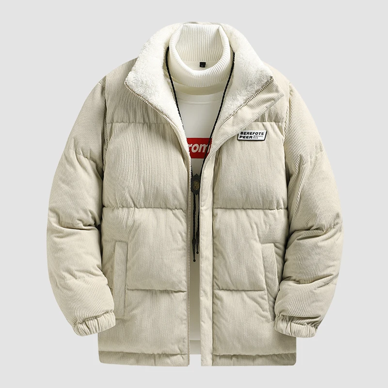 

2024 Men Winter Jacket Corduroy Cotton Padded Warm Parkas Autumn Puffer Coat Male Vintage Korean Man Stand Collar Windbreaker