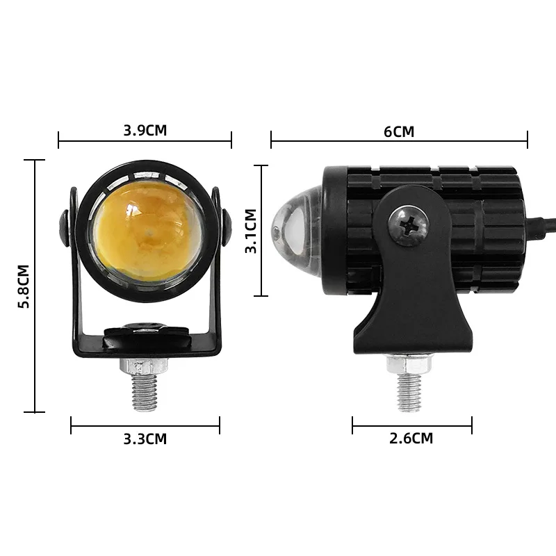 

12-80V Waterproof Dual Color Small Steel Cannon LED Light Motorcycle Spotlights Headlights Far and Near Integrated Super Bright