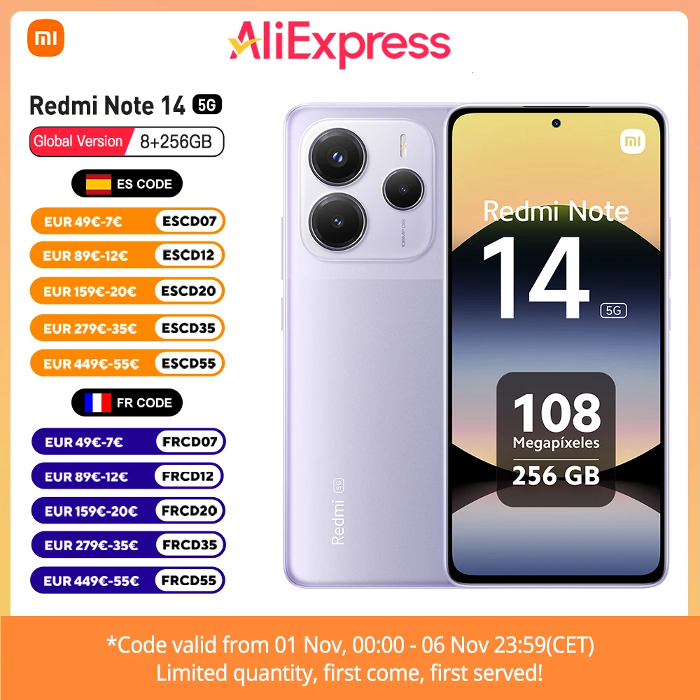 Xiaomi Redmi Note 14 5G Smartphone 8+256GB with Dimensity 7025