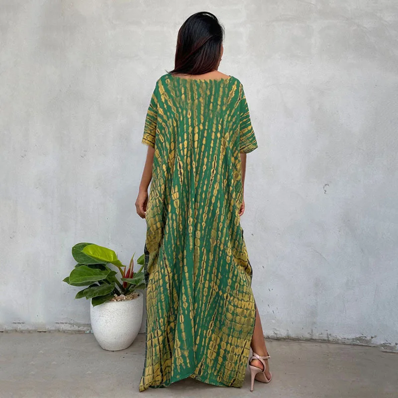 Fashion Casual Striped Print Long Dresses Women Bohemian V-neck Bat Sleeve Loose Slit Beach Dress Summer New Beachwear Vestidos 79 Fashion Casual Striped Print Long Dresses Women Bohemian V-neck Bat Sleeve Loose Slit Beach Dress Summer New Beachwear Vestidos