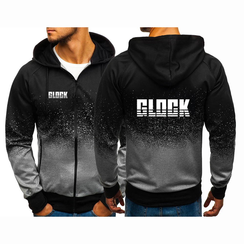 

Glock Perfection Shooting Men New Spring Autumn Print Casual Zipper Fashion Hoodie Gradient Color Comfortable Versatile Coat