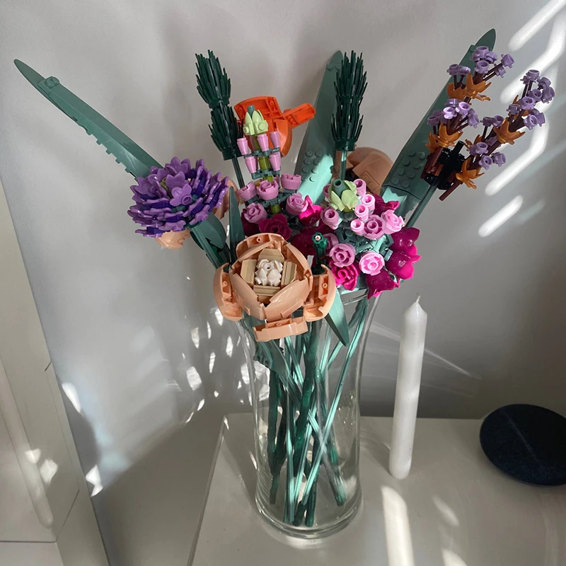 

DIY 3D Fomantic Flower Bird of Paradise Bouquet Rose Building Block Set Bricks Model Toy Potted Illustration Christmas Gifts