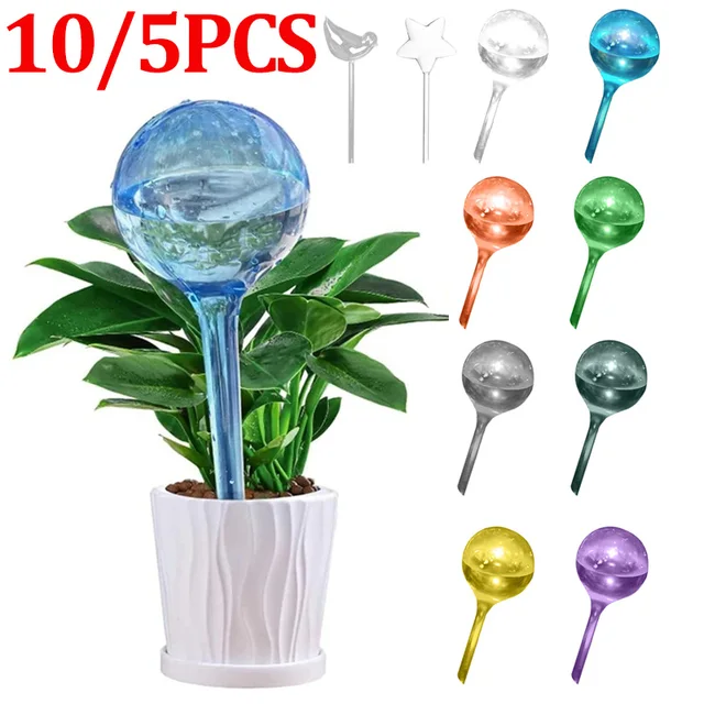 10/5PCS Auto Plant Watering Device PVC Transparent Automatic Plant Watering Bulb Self Watering Drip Irrigation System for Garden 1