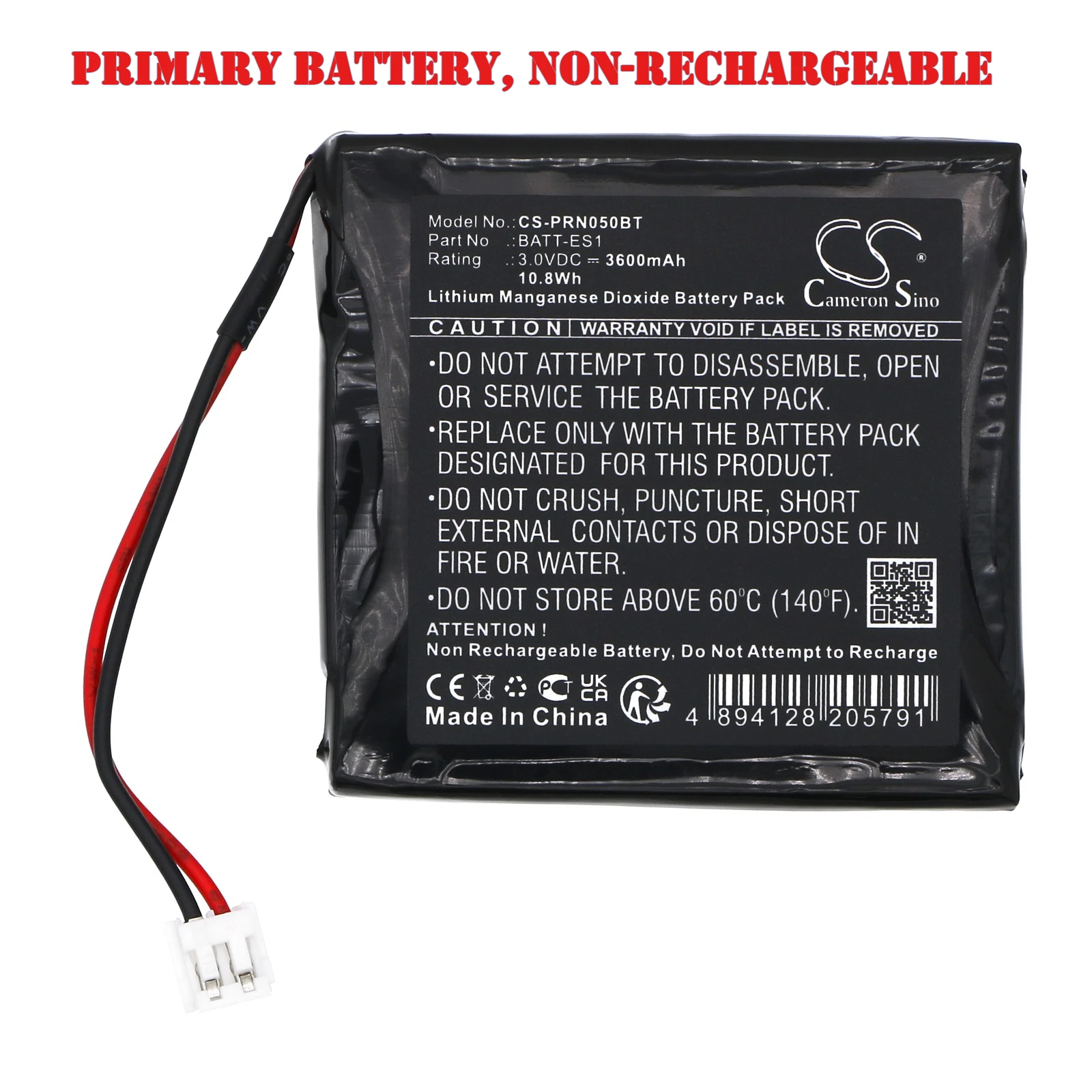 BATSÉCUR - Alarm Battery Bat-ES1 Compatible with Batt-ES1, CP405050-P2, Batt-RKP1, Pyronix - 3V 4Ah LiMnO2