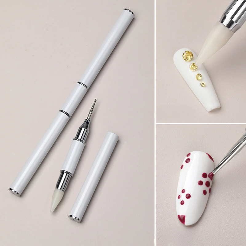 1pc Double Headed Nail Art Dot Diamond Crayons Gel Painting Diamond Pen Picker Manicure Art Wax Tip Adhesive Point Drill Pen 4