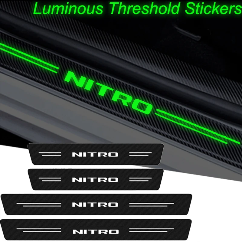 Carbon Fiber Car Door Threshold Sill Scuff Plate Decals for Dodge NITRO Logo Stickers Trunk Bumper Guards Strip Accessories
