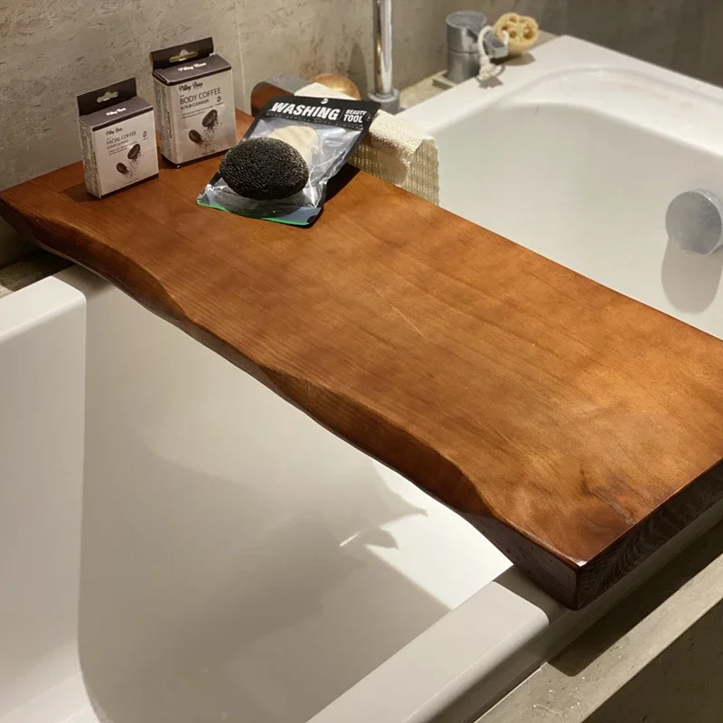 High-end Solid Wood Hotel B & B Club Bathroom Bathtub Rack Household Bath Supplies Shower Gel Storage Rack Tray